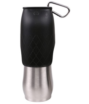 Cestovná fľaša na pitie pre psov Dehner Favorites, použiteľná aj ako miska, 600 ml, nerezová oceľ,