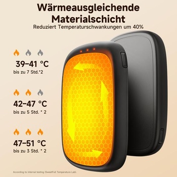Elektrické ohřívače rukou SWEETFULL, dobíjecí 4000 mAh, balení po 2 kusech, s magnetickou