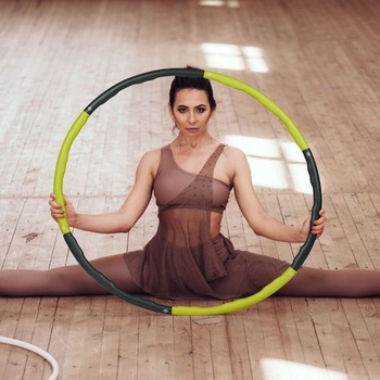 Hula Hoop Relaxdays, 98 cm Ø, fitness obruč pre dospelých, žltá/sivá