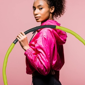 Hula Hoop Relaxdays, 98 cm Ø, fitness obruč pre dospelých, žltá/sivá