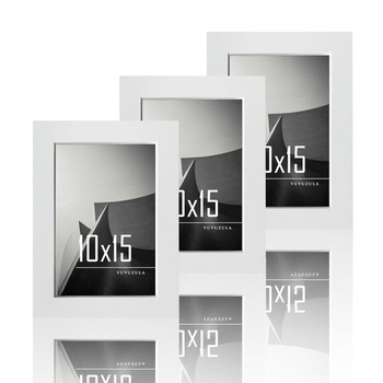 Fotorámik VUVUZULA 10x15cm biely drevený fotorámik 4x6 palcov drevený rám MDF rám 10x15cm sada 3