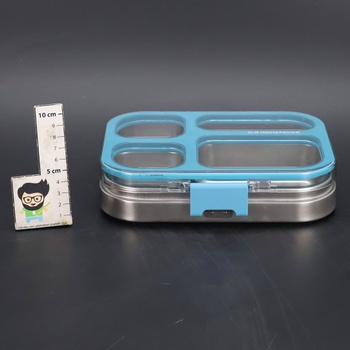 G.a HOMEFAVOR Nerezový detský box na obed, 800 ml, kovový bento box na obed so 4 priehradkami,