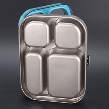 G.a HOMEFAVOR Nerezový detský box na obed, 800 ml, kovový bento box na obed so 4 priehradkami,