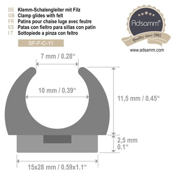Adsamm® / 4 x Klzáky s upínacím mechanizmom s plsťou/Biela/ø 9-10 mm/Okrúhle/Mušle Klzáky s