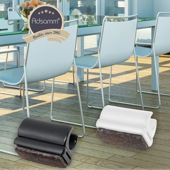 Adsamm® / 4 x Klzáky s upínacím mechanizmom s plsťou/Biela/ø 9-10 mm/Okrúhle/Mušle Klzáky s