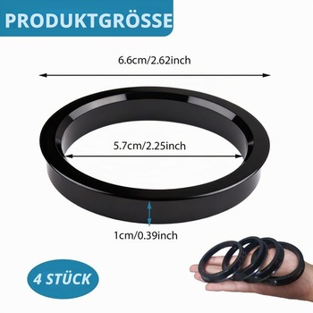 4 strediace krúžky 66,6 až 57,1 mm, čierny plast