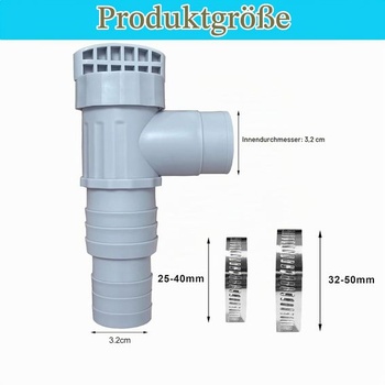 Servisný ventil/uzatvárací ventil pre bazény s 32mm hadicovou prípojkou, 2 kusy. Modernizovaná verzia