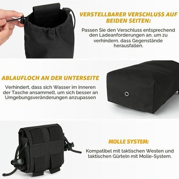 IDOGEAR Molle pouzdro na vyprazdňování zásobníků, recyklační vak, taktické skládací pouzdro na