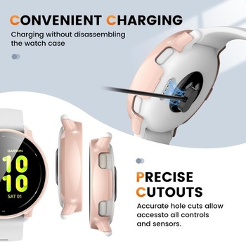 Ochranné púzdro Kamita 3 kusy s ochranou displeja pre Garmin Vivoactive 5, číre+ružové+biele