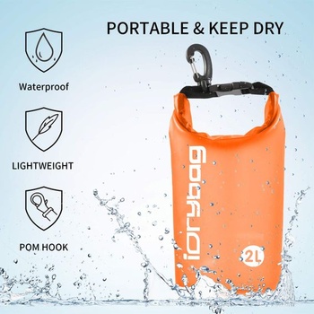 IDRYBAG Priehľadná nepremokavá taška 2L/5L/10L/15L/20L, Malá nepremokavá taška na kajakovanie,