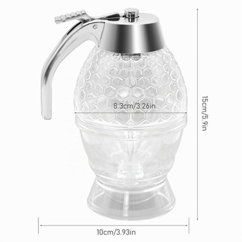 Dávkovač medového sirupu, dávkovač medu 200ml, dávkovač medu s rukoväťou, podstavec na sirup, nádoba
