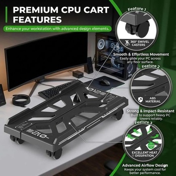 Stojan na PC, mobilný stojan na CPU, počítačové príslušenstvo, so štyrmi kolieskami pre domácnosť,