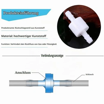 Zpětný ventil, 12mm řadový plastový zpětný ventil, jednosměrný zpětný ventil pro vodu, palivo,