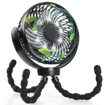 Hianjoo LED ventilátor s batériou 10000mAh - 360 ° otočný malý stolný ventilátor pre kempovanie,