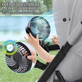 Hianjoo LED ventilátor s batériou 10000mAh - 360 ° otočný malý stolný ventilátor pre kempovanie,