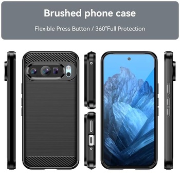 Ochranný kryt pre Pixel 9, Pixel 9 Pro, pre Google 9. Ultratenký kryt s imitáciou uhlíkových vlákien a