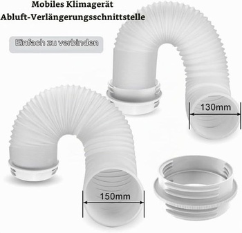 Adaptér na výfukovú hadicu klimatizácia, 130 mm vnútorná/150 mm vonkajšia, výfuková hadica pre