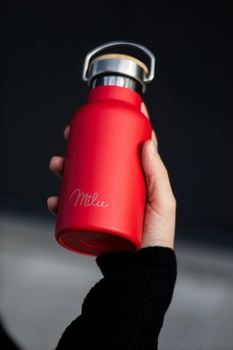 Láhev na vodu Milu z nerezové oceli 350ml 500ml 750ml 1000ml (+3 víčka) - termoska s brčkem,