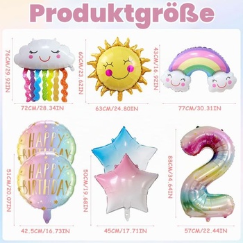 Dúhové narodeninové dekorácie pre 2ročné deti, 8 kusov, dúhové balóniky, štýl 25