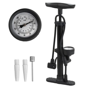 Podlahová a nožná pumpa, vzduchová pumpa na bicykel, pumpa na bicykel pre všetky ventily s manometrom,
