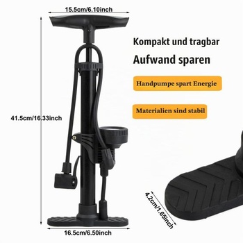 Podlahová a nožná pumpa, vzduchová pumpa na bicykel, pumpa na bicykel pre všetky ventily s manometrom,
