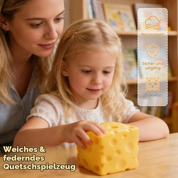 Senzorická mačkacia hračka Cheese Scake, stresová loptička 7 cm TPR