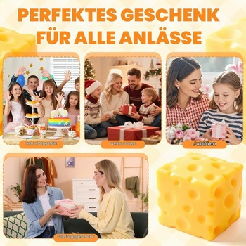 Senzorická mačkacia hračka Cheese Scake, stresová loptička 7 cm TPR