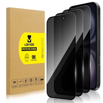 Balenie 3 ochranných fólií na displej pre iPhone 16 s celou obrazovkou, ktoré chránia súkromie.