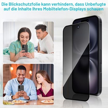Balenie 3 ochranných fólií na displej pre iPhone 16 s celou obrazovkou, ktoré chránia súkromie.
