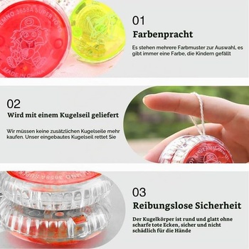 18dílná sada dětských jo-jo s LED světly, responzivní jo-jo pro začátečníky