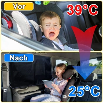 Magnetické slnečné clony na bočné okná auta Lechin pre bábätká, 2 kusy