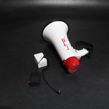 Megafon se sirénou LTC bíločervený USB