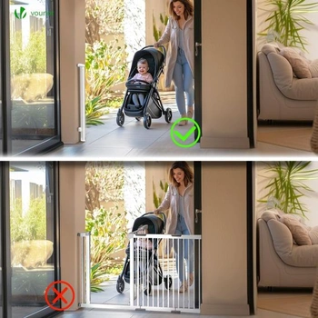 VOUNOT Výsuvná schodisková bránka, Dverná bránka 0-180 cm, Detská bezpečnostná bránka, Detská