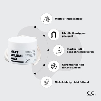 O.C. HAIRCARE Vosk na vlasy - Matný finiš - Silná fixácia a objem - Vosk na vlasy pre mužov -