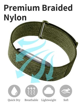 Nylonový športový náramok chinbersky kompatibilný s Hume Band 2.0, armádne zelený