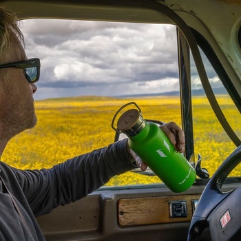 Izolovaná láhev na vodu Sparrow s brčkem, kovová láhev na vodu, jablkově zelená, 750 mililitrů