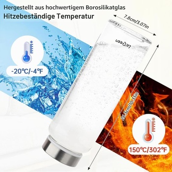 1litrová sklenená fľaša s ochranným obalom, 1litrová sklenená fľaša na vodu, 1 ks výhonkov hrachu