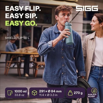 SIGG - Láhev na vodu z nerezové oceli - Shield FLIP - Nepropustná - Lehká jako peříčko - Bez BPA -