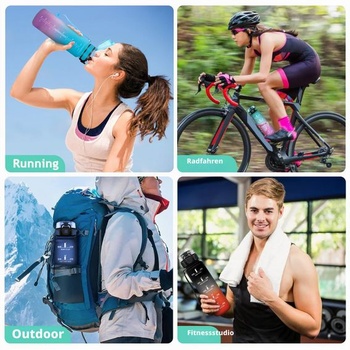 Fľaša na vodu Vikaster Sport, 500ml/1000ml/1500ml, bez BPA, nepriepustná, vhodná pre sýtené nápoje,