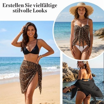 Dámsky plážový zavinovací sarong Aomig, šifónová plážová sukňa so strapcami, sarong, letná šatka,