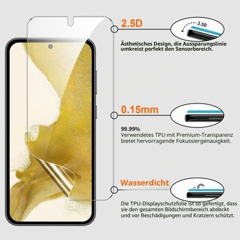[3 ks] Ochranná fólie na displej pro Samsung Galaxy S22 5G, TPU fólie, odolná proti poškrábání, HD