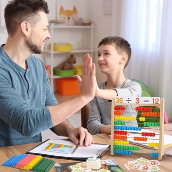 Dětské počítadlo, počítadlo pro základní školu | 100 barevných korálků, dětské počítadlo se 100