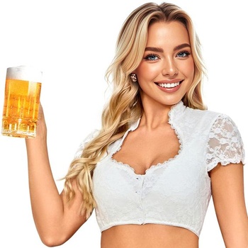 Dámska dirndl blúzka, výstrih do srdca, čipková dirndl blúzka, krátke rukávy, podšívka vpredu,