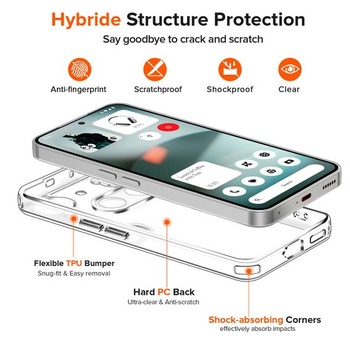 Priehľadný kryt ivoler Non-Yellowing pre Nothing Phone 3, [Vojenská ochrana] Nárazuvzdorný a proti
