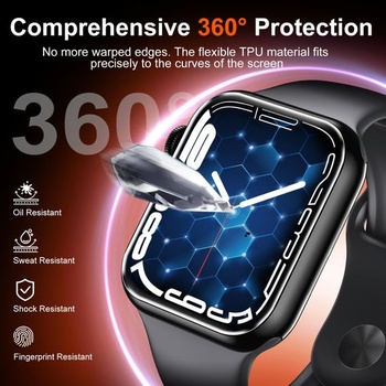 Sada 3 ochranných fólií pro Apple Watch Series 9/8/7 41mm TPU, [automatická instalace] HD čirá
