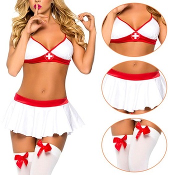 Dámsky kostým zdravotné sestry, šaty, pokušenie, hranie rolí, halloweensky karnevalový kostým, sexy