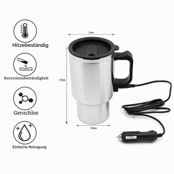 12V autokanvica, 450ml autokanvica so zástrčkou do zapaľovača, vyhrievaný hrnček, prenosná elektrická
