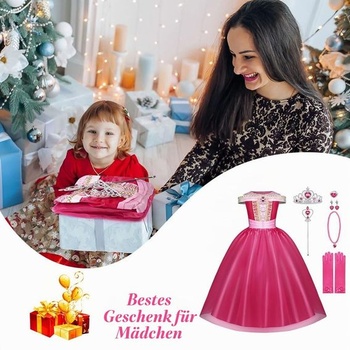 Kostým Šípkové Ruženky pre dievčatá, 7dielne princeznovské šaty s korunou, šperkami, rukavicami, paličkou,