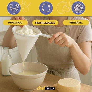 CHEFZOCO Víceúčelové kuchyňské síto z látky, síto na kefír, síto na kávu, účinný filtr na olej a