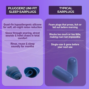 Pluggerz Silent Sleep štuple do uší, opakovane použiteľné silikónové štuple do uší s filtrom s